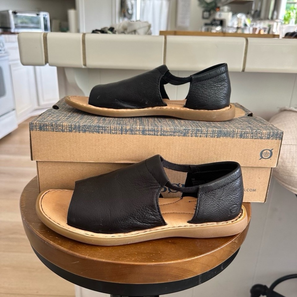 Born Black Leather Sandals
